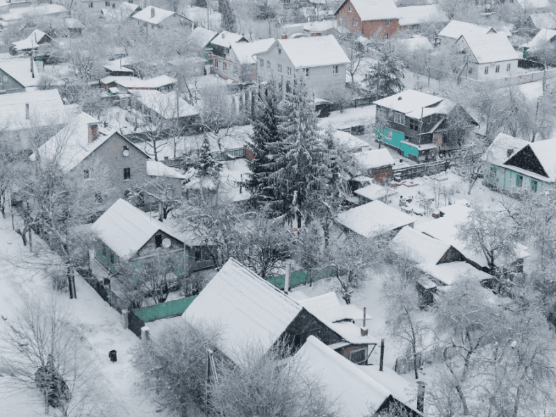 townhouses in snow